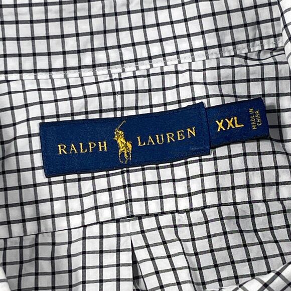 Polo Ralph Lauren Shirt Men XXL Long Sleeve Check White Green Casual Button Up‎ - Picture 4 of 12